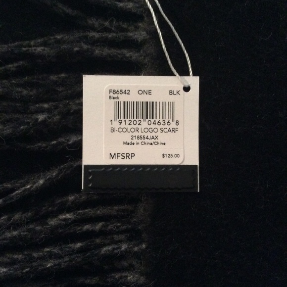 Coach Cashmere Blend Scarf in Black and Grey *NEW* - Picture 3 of 4